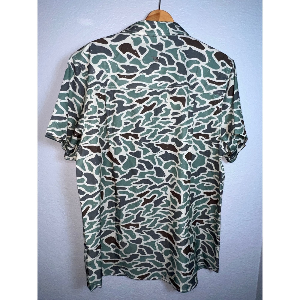 Burlebo Camo Button Down Shirt Mens L Green Brown Outdoor Short Sleeve Hunter - Picture 4 of 8